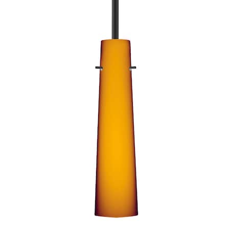Besa Lighting Besa Camino Stem Pendant, Amber Matte, Black Finish, 1x 5W LED 1TT-567480-LED-BK