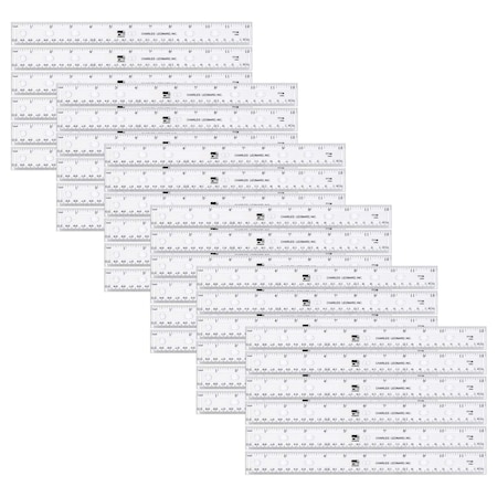 Charles Leonard Plastic Ruler, Double Bevel, 12-Inch, Clear, 36PK CHL77136IP