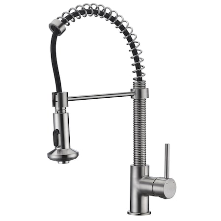 Anzzi Step Single Handle Pull-Down Sprayer Kitchen Faucet in Brushed Nickel KF-AZ194BN