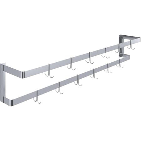 Amgood 72 in. Wall-Mounted Stainless Steel Double-Line Pot Rack AMG DPR-72-Z