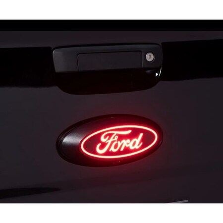 Putco Emblems, Licensed FORD Logo; Red LED; Tailgate; Black; IP69K Rated; Plug And 92652