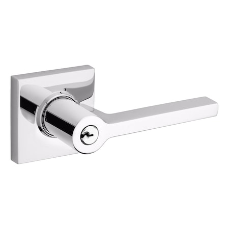 Baldwin Baldwin 5285 Right Hand Square Lever with Square Rose Emergency Egress Keyed Entry Bright 5285260RENT