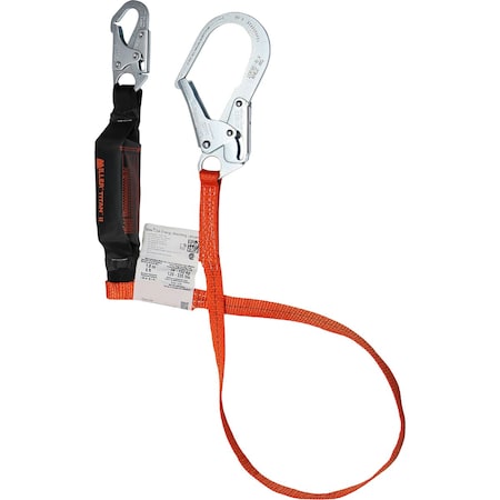 Miller Single Leg Pack-Type Shock-Absorbing Web Lanyard w/Locking Snap Hook and Large Locking Rebar Hook T1SSSR-OS6C