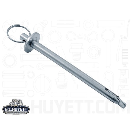 Huyett Swivel Lock Hitch Pin, Zinc Plated, 0.375 in Dia x 4.000 in Effective L x 1.000 in Hole Dia HPSL-0375-4000