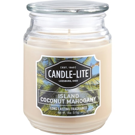 Candle-Lite 18 Oz. Everyday Island Coconut Mahogany Jar Candle 3297127