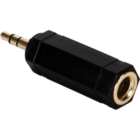 Qvs QVS CC399PS-MF 3.55 mm Male to 0.25 Female Audio Stereo Adaptor; Black CC399PS-MF