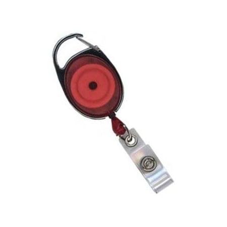 Brady BADGE REEL, TRANSLUCENT RED, PREMIER BADGE REEL, 30in CORD, CLEAR STRAP 2120-7056