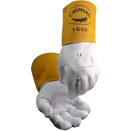 Caiman Premium Goat Grain TIG Welder's Glove with a 4" Gold Extended Cuff 1600-6