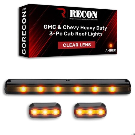 Recon 07-13 SILVERADO/SIERRA 2500/3500 CAB ROOF LIGHTS CLEAR LENS BLACK BASE 264156CL