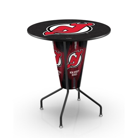 Holland Bar Stool Co Lighted 42" Black New Jersey Devils Pub Table L218B42NJDevl36RNJDevl