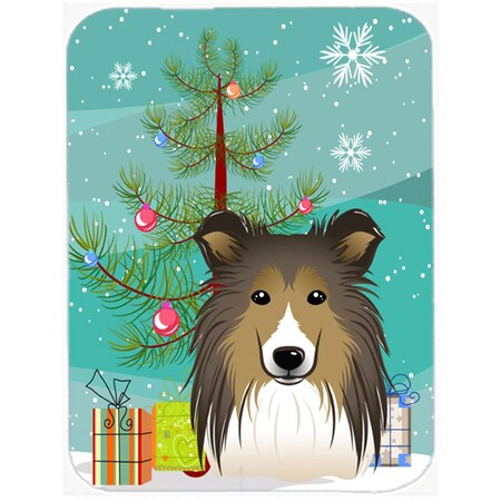 Carolines Treasures Christmas Tree And Sheltie Glass Cutting Board- Large BB1614LCB