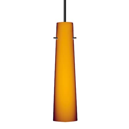 Besa Lighting Besa Camino Pendant, Amber Matte, Black Finish, 1x 50W MAX E12 Base 1BT-567480-BK