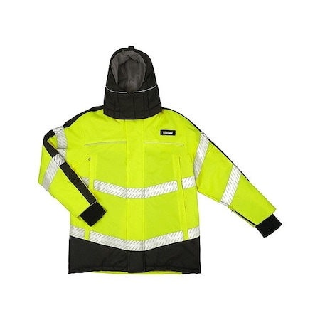 Kishigo Polar Shield Parka, Polyester, Ripstop, Class 3 R, Lime, 2XL JS157