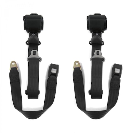 Geared2Golf Black Retractable Bucket Seat Belt Kit for 1975-1991 Ford Van Standard 3 Point - 2 Belts GE2252127