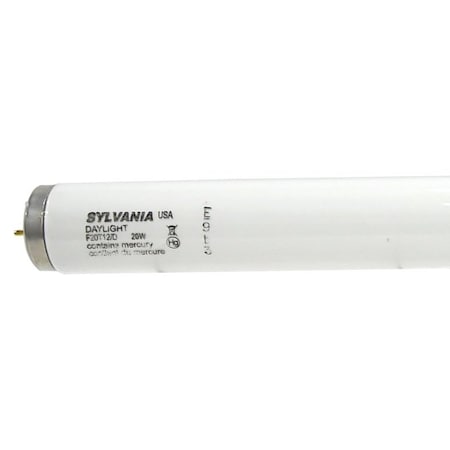 Sylvania Fluor Bulb, 20 W, T12 Lamp, Medium Bi-Pin, G13 Lamp Base, 1075 Lumens, 6500 K Color Temp, Daylight 22083
