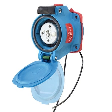 Meltric DSN20 RECEPTACLE POLY BLUE SIZE 1 TYPE 4X IP 69 3P+G 20 A 480 VAC 60 Hz +2 AUX 63-14043-972