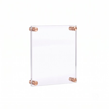 Azar Displays Floating Acrylic Wall Frame, Rose Gold Stand Off Caps, 8 inx10 in Graphic Size, 12 inx14 in Overall Size 105588-ROSE