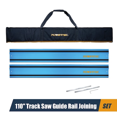 Powertec 110in Track Saw Guide Rail Joining Set for Makita or Festool w/ 2 Guide Rail Connectors 72150