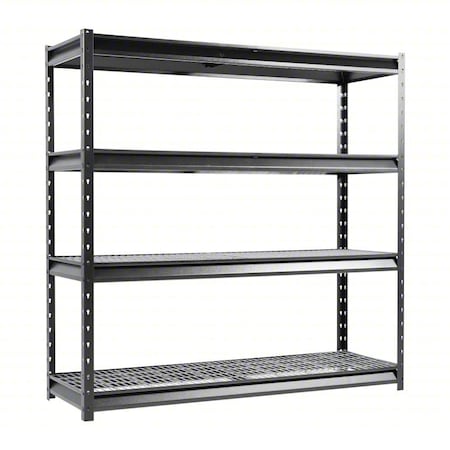 Zoro Select Atlas 4-Tier 72 in.W x 24 in.D x 72 in.H Heavy Duty Garage Shelving Load 8000 Lbs, Hammertone ATLAS  722472-4H2000