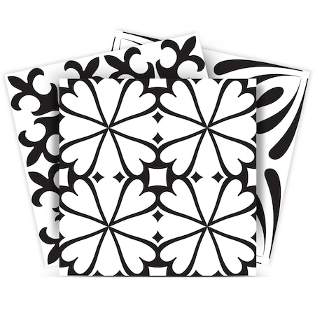 Homeroots 12" X 12" Black and White Mash Peel and Stick Removable Tiles 555906