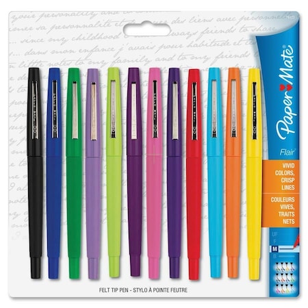 Paper Mate Pen, Assorted Ink, Capped, PK12 PAP74423