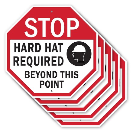 Signmission Stop Hard Hat Required Beyond This, 10 inch X 10 inch, Aluminum Metal Signs, 5PK OC-A-5Pack-10-121