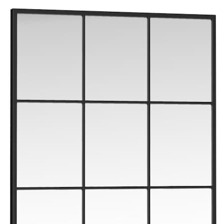 Homeroots 69" Black Metal Windowpane Framed Full Length Mirror 691642