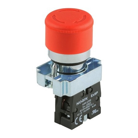 Noark Push-button - Ex9PB - 1200449 - Twist-to-release - 30mm mushroom head - Red - 1NC EX9PBS442