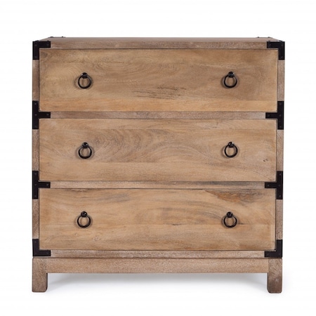 Homeroots 28" Natural Wood Solid Wood Three Drawer Dresser 389786