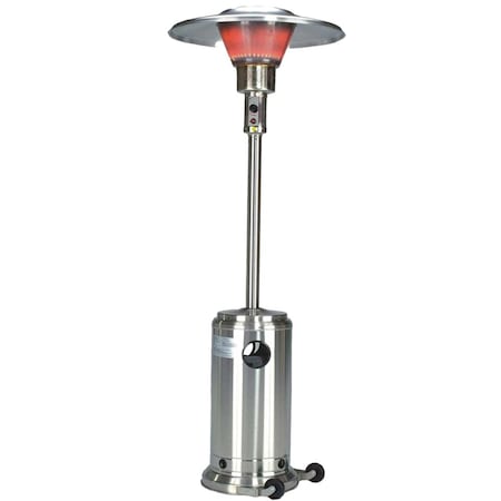 Homeroots 40000 BTU Silver Steel Propane Cylindrical Pole Standing Patio Heater 480585