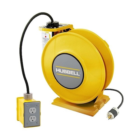 Hubbell Wiring Device-Kellems ExtensionCordReel, Yellow, 35ft, 12AWG HBLI35123R20Y