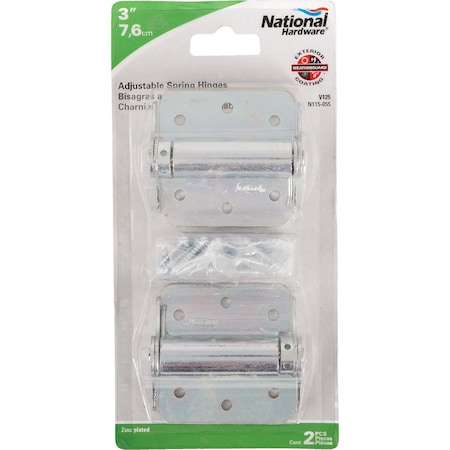 National Hardware 3'' Zinc Plated Full-Surface Spring Door Hinge, 2PK N115-055
