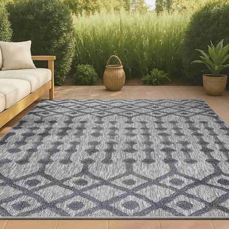 Jonathan Y Peralta Moroccan Diamond Dark Gray 8 ft. x 10 ft. Indoor/Outdoor Area Rug IBZ103A-8
