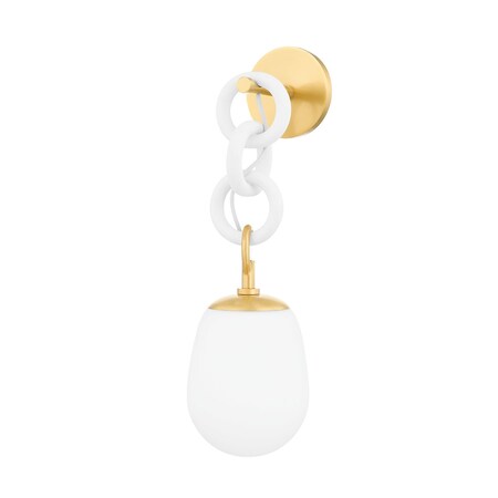 Mitzi Eny Lee Parker X Marina 1 Light Wall Sconce 19.75 In. Aged Brass/Textured White H690101-AGB/TWH