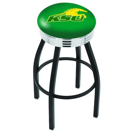 Holland Bar Stool Co 25" Blk Wrinkle Kentucky State University Swivel Bar Stool, Chrome Ring L8B3C25KYStUn