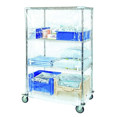 Quantum Storage Systems Wire Cart Cover, 24''D X 72''W X 63''H, 10 Gauge Clear-Vinyl With Hook And Loop Flap CC247263CVV