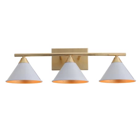 Jonathan Y Yvette 3-Light 25" Metal Vanity Wall Light, White/Gold JYL9014A