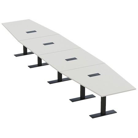 Skutchi Designs 18ft Hexagon Conference Table With Power | Harmony Series | 18 Person Meeting Room Table HAR-HEX.IR-48X216-T.BK-U779-EBLK