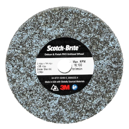 Scotch-Brite Deburr and Finish Pro Unitized Wheel, 9C Extra Coarse+, 3 in x 1/4 in x 3/8 in, 40PK DP-UW