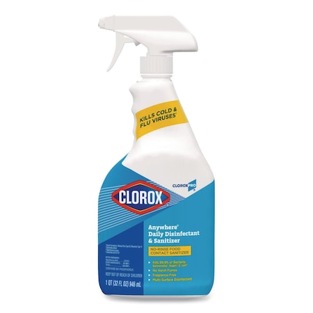 Clorox Anywhere Daily Disinfectant and Sanitizer, Unscented, 32 oz Spray Bottle CLO01698