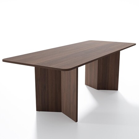 Homeroots 79" Brown Solid Wood Double Pedestal Base Dining Table 712193
