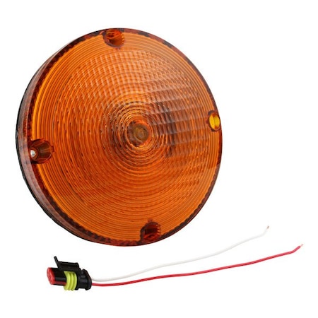 Grote Lighting 7in Amber School Bus Light, 12V, Round, AMP Connector, Acrylic Lens,  56073
