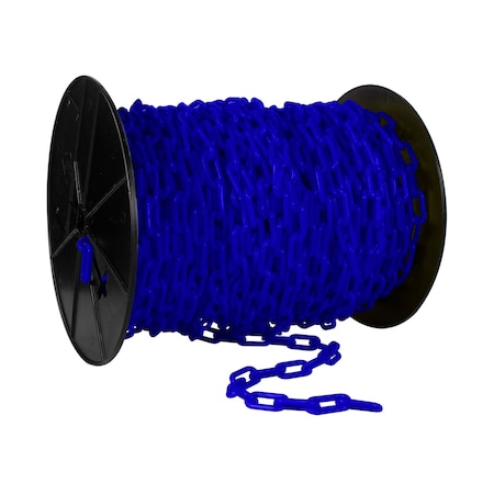 Mr. Chain 1.5" x 200' Traffic Blue Plastic Safety Chain - Reel 30126
