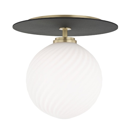 Mitzi Ellis 1 Light Semi Flush 10.25 In. Aged Brass/Black H200501L-AGB/BK