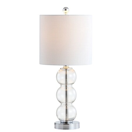 Jonathan Y February 21" Glass/Metal LED Table Lamp, Clear/Chrome JYL1021D