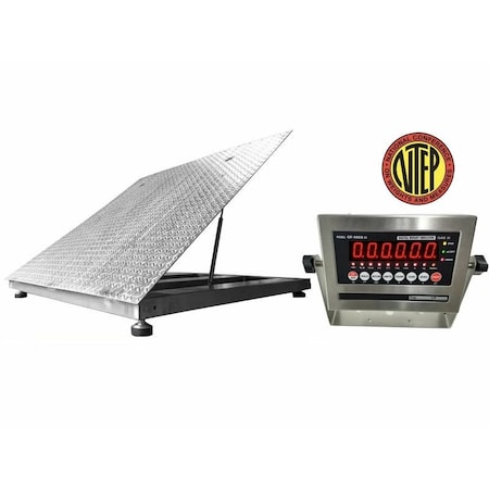 Selleton Scales Stainless Steel Washdown Floor Scale with Lift, Diamond Plate, 2 ft x 2 ft, 1000 - 10000 lb SL-800-SS-LT-2X2-D