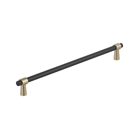 Amerock Mergence 12-5/8 inch 320mm Center-to-Center Matte Black/Golden Champagne Cabinet Pull BP36983FBBBZ
