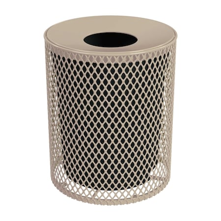 Leisure Craft 32 Gallon Receptacle with Lid and Liner, Expanded Metal, Portable, Beige 32EXPLNSML-BEIGE