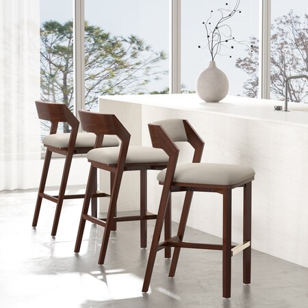 Manhattan Comfort Patricia Barstool in Linen - Set of 3 3-BS026-LN