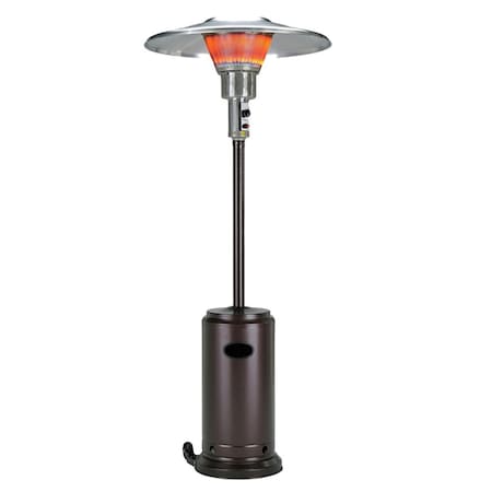 Homeroots 40000 BTU Bronze Steel Propane Cylindrical Pole Standing Patio Heater 480584